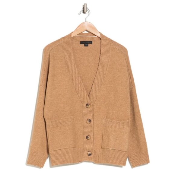 Sanctuary Womens Tan Button Front Pockets Knit Cardigan Sweater Plus Sz 1X New - Picture 4 of 8